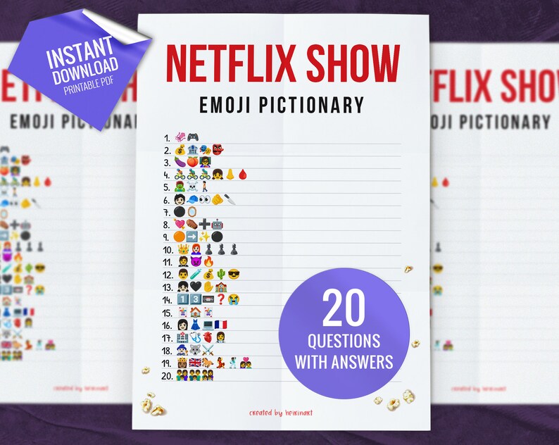Netflix Show Emoji Pictionary, Printable Party Games, Fun Family ...