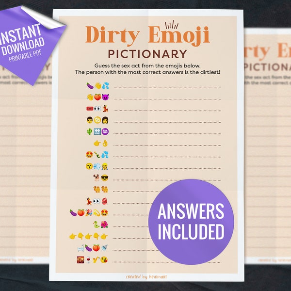 Dirty Emoji Game, Emoji Pictionary, Printable Bridal Games, Bachelorette Party Game, Hen Party Games, Hen Party Games, Instant Download