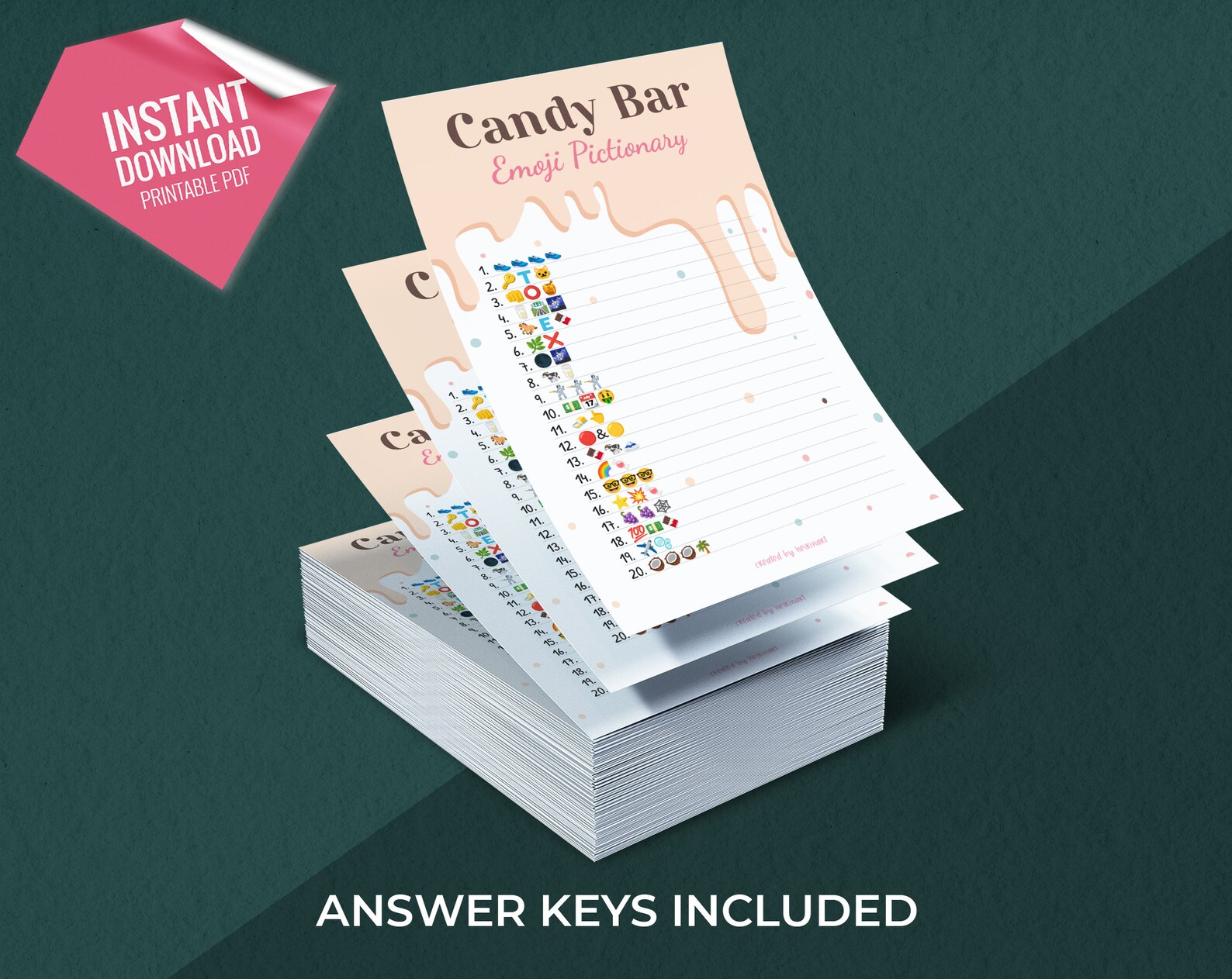 Candy Bar Emoji Pictionary, Party Game for Kids and Adults, Printable Party Games, Fun Shower