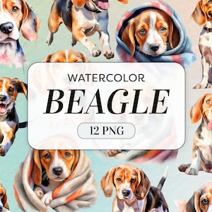 Watercolor Beagle Clipart - Pet Portrait PNG - Commercial Use - Cute Dog Clipart - Watercolor Puppy Images - Junk Journal - Digital Download