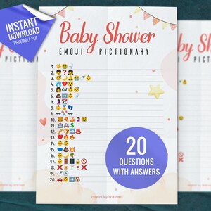 Baby Shower Emoji Game, Printable Baby Shower Party Game,  Shower Games, Gender Neutral, Baby Shower Activity, Digital Download