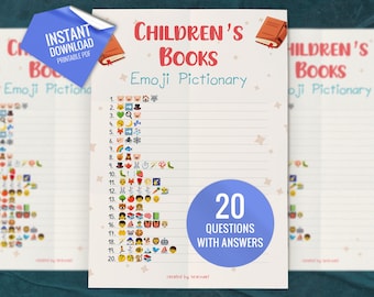 Children's Book Emoji Pictionary, Baby Shower Game, Party Game for Kids and Adults, Baby Shower Activity, Digital Download