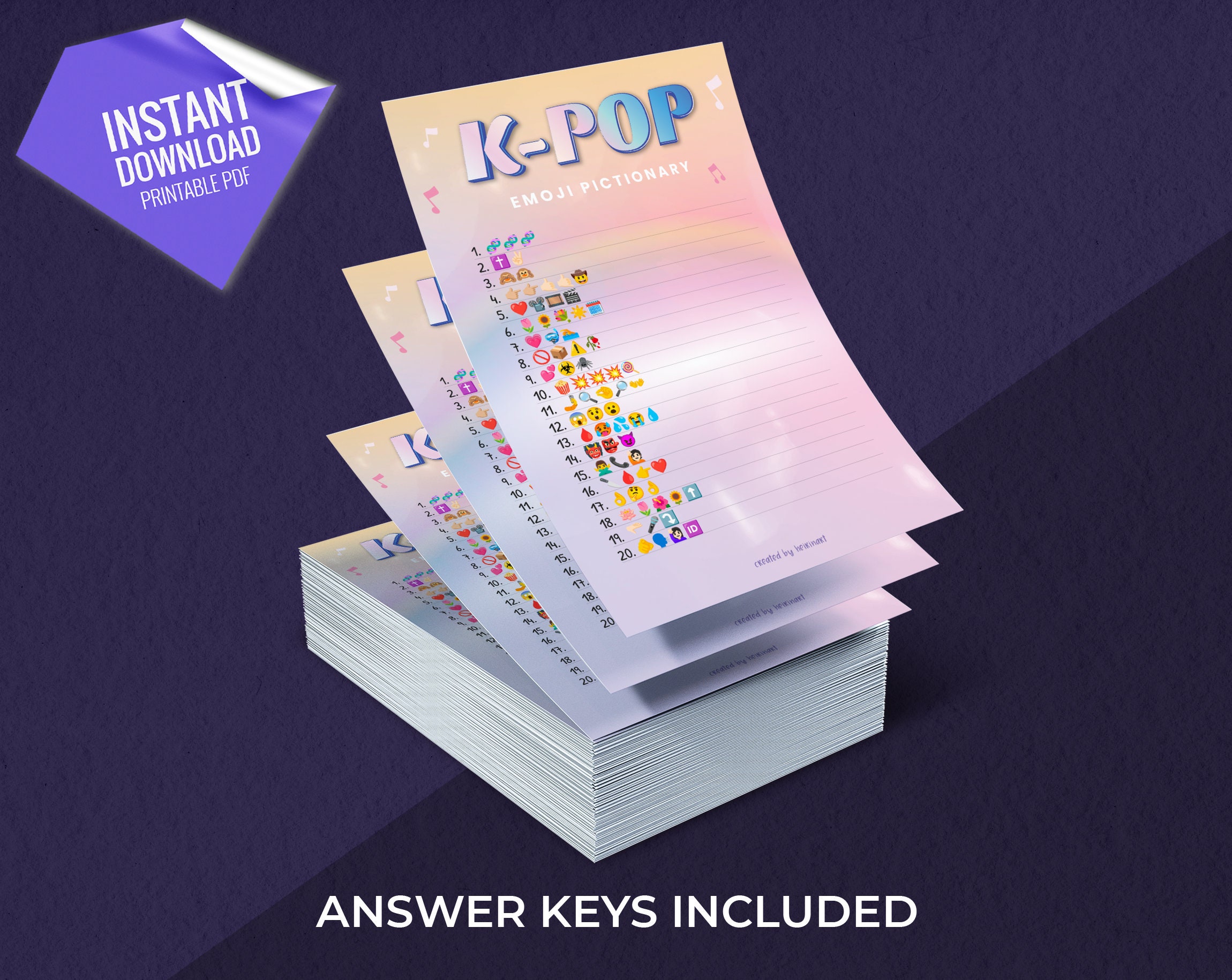 K-pop Emoji Pictionary, Printable Party Games, Party Game for Kids and ...