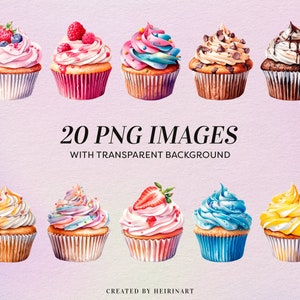 Watercolor Cupcakes Clipart - Bakery Sweets PNG - Commercial Use ...