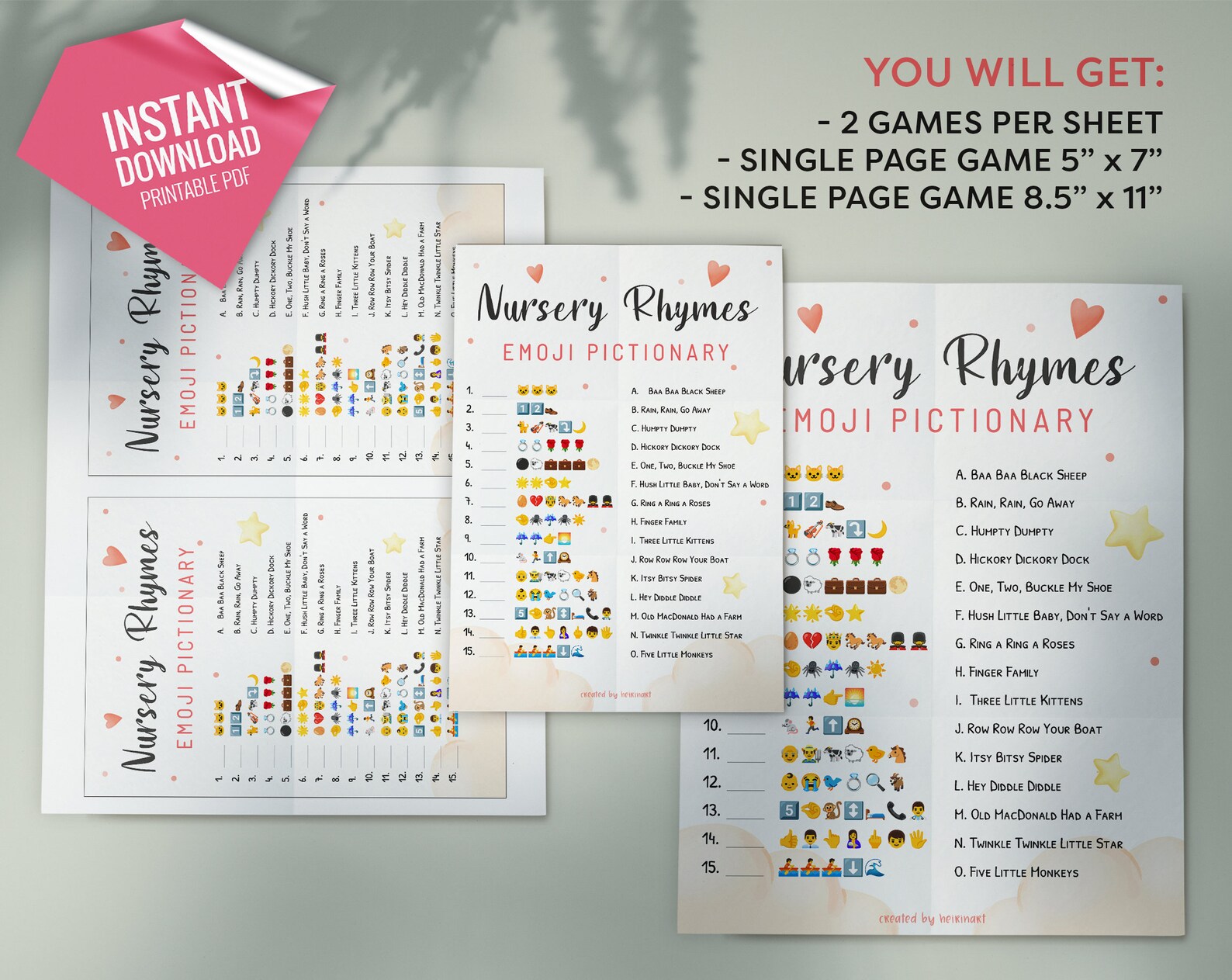 Nursery Rhymes Emoji Pictionary Baby Shower Game Printable - Etsy
