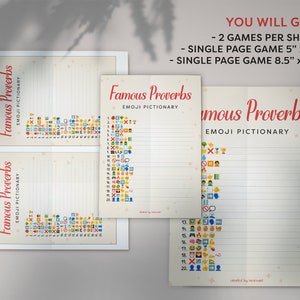 Proverbs Games Famous Proverbs Emoji Pictionary, Printable Party Games, Birthday Party ...