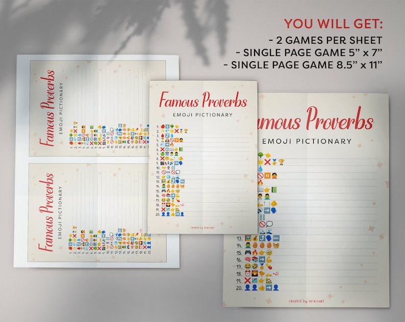 Famous Proverbs Emoji Pictionary, Printable Party Games, Birthday Party ...