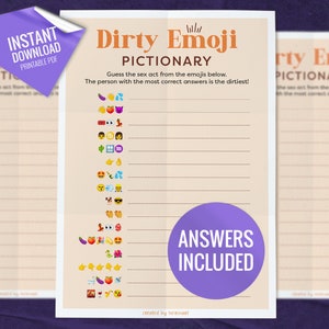 Juego de Emoji sucio, Emoji Pictionary, Juegos nupciales imprimibles, Juego de despedida de soltera, Juegos de despedida de soltera, Juegos de despedida de soltera, Descarga digital