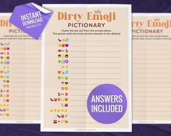 Dirty Emoji Game, Emoji Pictionary, Printable Bridal Games, Bachelorette Party Game, Hen Party Games, Hen Party Games, Digital Download