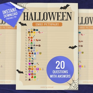 Halloween Emoji Pictionary, Printable Party Games, Fun Family Activity, Party Game for Kids and Adults, Digital Download