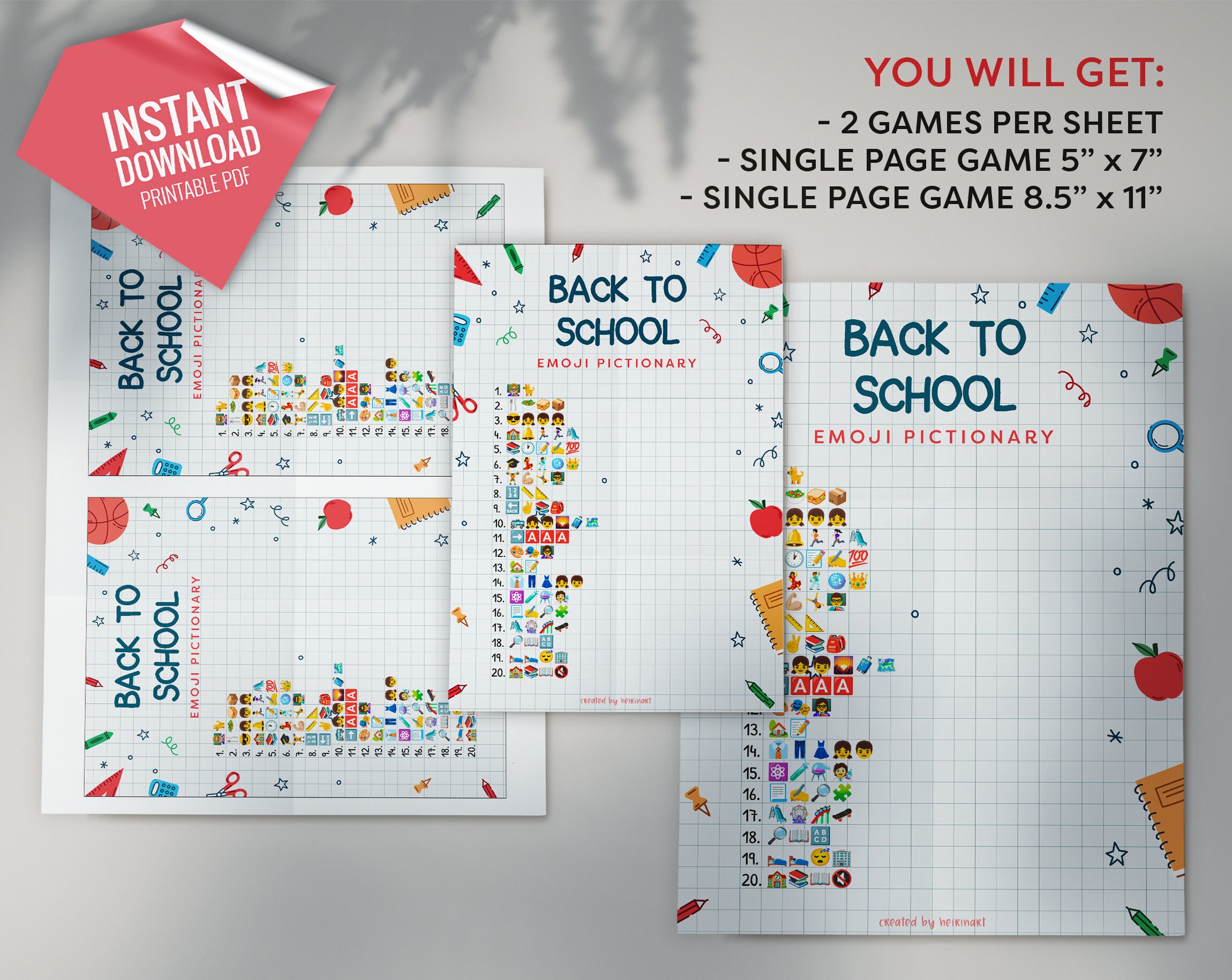 Back to School Emoji Pictionary Emoji Quiz Printable Party - Etsy