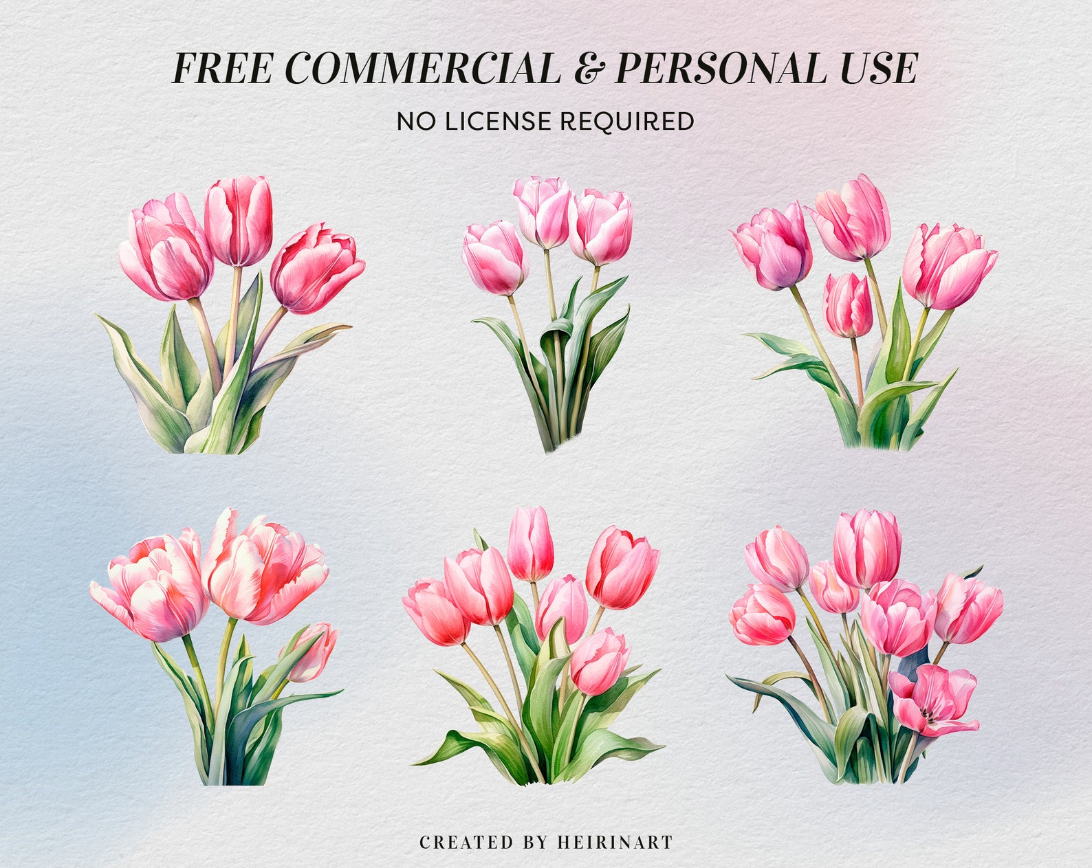 Watercolor Pink Tulip Clipart - Watercolor Flowers - Commercial Use ...