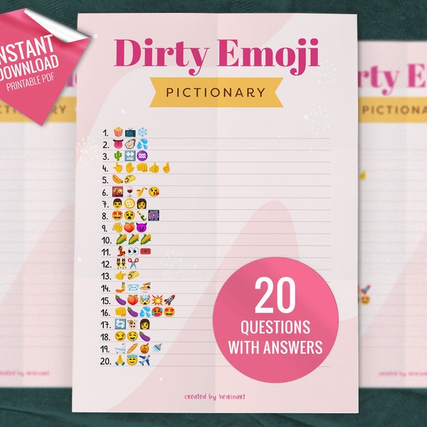 Dirty Emoji Pictionary, Printable Party Games, Hen Party Games, Fun Bridal Games, Bachelorette Party Game, Instant Download