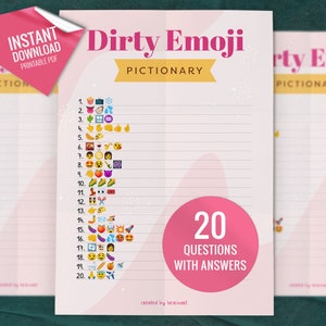 Dirty Emoji Pictionary, Printable Party Games, Hen Party Games, Fun Bridal Games, Bachelorette Party Game, Digital Download
