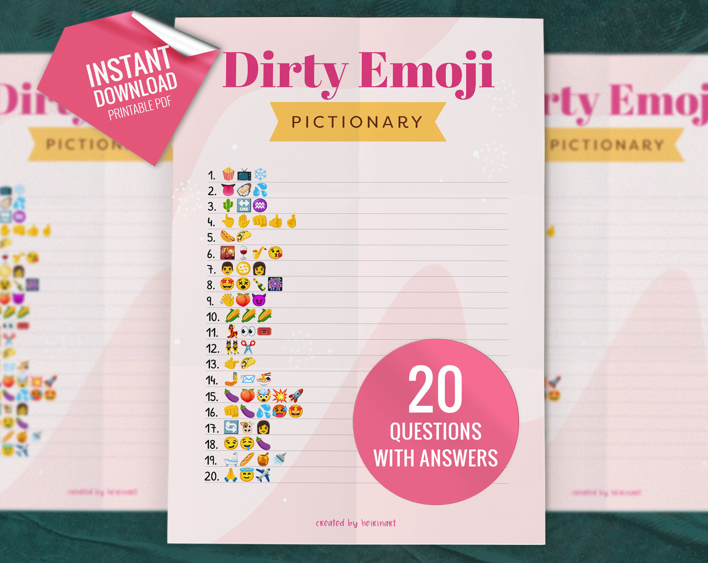 Pictionary Emoji sporco, Giochi di società stampabili, Giochi di addio al nubilato, Divertenti giochi nuziali, Gioco di addio al nubilato, Download digitale