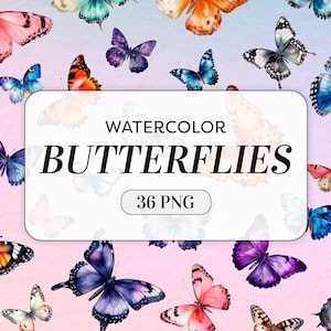 Watercolor Butterflies Clipart - Watercolor Butterfly PNG - Commercial Use - Summer Clipart - Butterfly Illustrations - Digital Download
