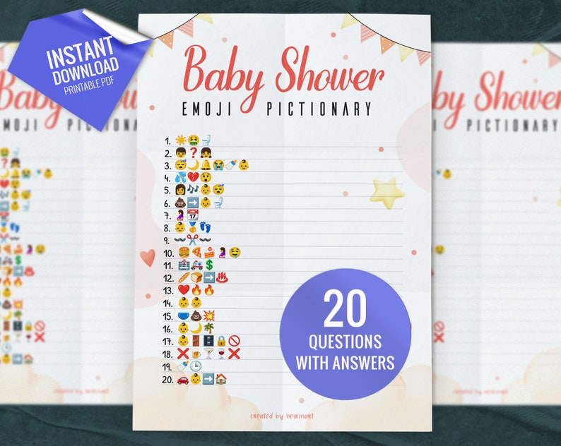 Baby Shower Emoji Game, Printable Baby Shower Party Game, Shower Games