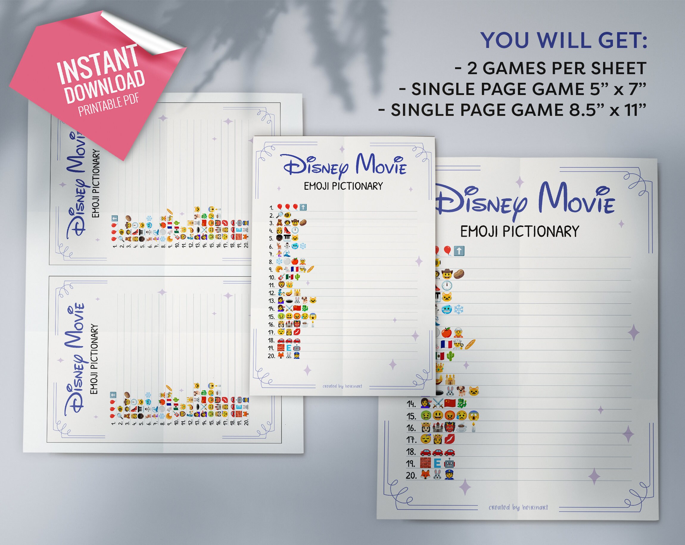 Disney Movies Emoji Pictionary Printable Party Games Fun - Etsy UK
