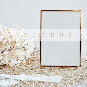 Frame Mockup, 5x7&quot; Frame Mockup, Gold Frame Mockup, Sign Mockup, Table Number Mockup, Wedding Sign Mockup, Modern Neutral Boho Mockup