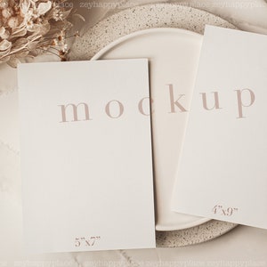 4x9 Menü Mockup mit 5x7 Karte, Hochzeitsprogramm Mockup, Hochzeitsmenü Mockup, 4x9 minimalistisches Boho Hochzeitsmenü Mockup, Tischdekoration Mockup