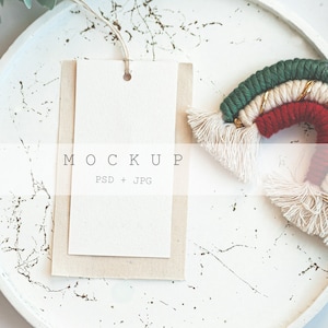 Maqueta de etiqueta de regalo, maqueta de tarjeta de agradecimiento, maqueta de etiqueta de favor, bolsa de favor Kraft de boda, maqueta de etiqueta de regalo de Navidad, etiqueta de regalo vacía boho minimalista