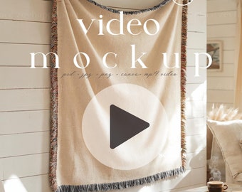 Videomodell av vävd filt Dekorativ vävd filt Videomodell av POD Vävd jacquardfilt med fransar Gooten vävd plädmodell PSD MP4
