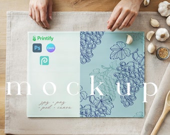 Glass Cutting Board Mockup Canva 8x11&quot; Cutting Board PSD Blank Minimalist Glass Cutting Board Mock ups Bread Board Mockup Bread Cut Board