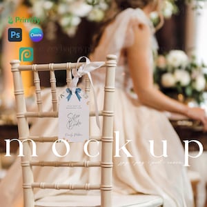 Chair Tag Mockup Wedding Reserved Chair Tag Mockup Canva Reserved Seating Tag Mockup Name Tag Mockup 2x3.5&quot; Wedding Seating Tag Mockup PSD