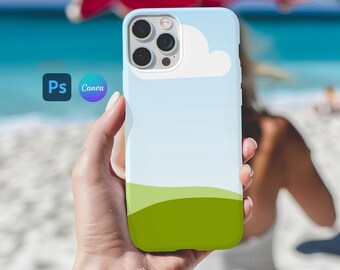 Phone Case Mockup, Printfy Editable Tough Case Mockup, iPhone Case Mockup for Summer Theme, Smart Object PSD, Canva PNG, Smartphone Mockup
