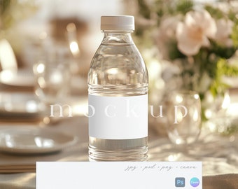 Water Bottle Label Mockup Canva, Wedding Favor Tag Mockup, Drink Label, Birthday Favor Tag, 8x2 Label Mockup with Smart Object, Label Mockup