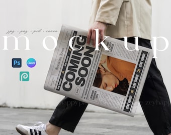 Folded Newspaper Mockup Business Large Newspaper Mockup with Person Canva Bachelorette Newspaper Mockup Magazine Newspaper Mockup Photoshop