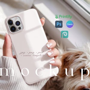 iPhone Cover Mockup Editable Tough Phone Cases Mockup Canva Template Printfy Phonecase Mockup Pet Lovers Phone Case PSD Phone Casing Mockup