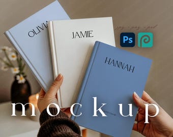 3 Hardcover Journal Mockup Set Print-on-Demand Journal Matte Triple Planner Book Mock Up Photoshop Photopea PSD Smart Object