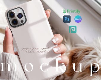 Phone Cover Mockup Editable Tough iPhone Cases Mockup Canva Template Printfy Phonecase Mockup Cozy Phone Casing Mockup Photopea Drag&Drop