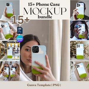IPhone 15 Pro Max Case Mockup Bundle, Telefon Bearbeitbare Tough Case Mockup, Tough Case Ziehen und Ablegen Canva Smart Mockup, Iphone Case Mockup x15