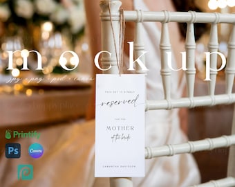 Chair Tag Mockup Wedding Reserved Chair Tag Mockup Canva Reserved Seating Tag Mockup Name Tag Mockup 4x8" Wedding Seating Tag Mockup PSD