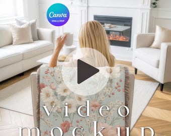 Mysig vävd filt videomodell, julfilt videomodell, jultryckt filt video, canvas vävfilt videomodell, MP4-modell