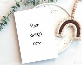 Mockup Baby Shower Invitations, Invitation Mockup, Modern Boho Gender Neutral Card Mockup, Minimalist Empty White Card, 5x7" Card Mockup