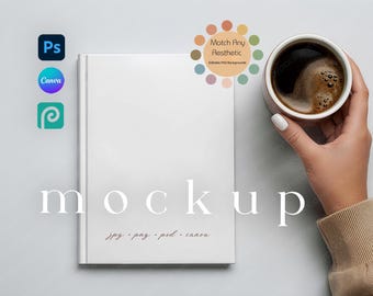 Clean Hardcover Journal Mockup Editable Background PSD POD Diary Mockup Planner Journal Mockup Minimalist Journal Mockup Canva Drag&Drop