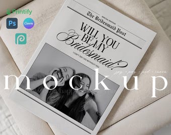 Newspaper Mockup Clean Minimalist Large Newspaper Mockup Canva Template Bachelorette Newspaper Mockup Bride Magazine Newspaper Mockup PSD
