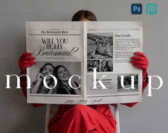 Newspaper Mockup Business Large Newspaper Mockup with Woman Bachelorette Newspaper Mockup Magazine Newspaper Mockup Wedding Newspaper PSD