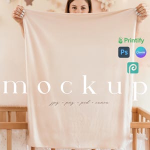 Plush-velveteen Baby Blanket Mockup Velveteen Plushe Mockups PSD Fleece Blanket Mockup Plush Blanket Template Baby Nursery Blanket Canva