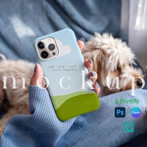 iPhone Cover Mockup Editable Tough Phone Cases Mockup Canva Template Printfy Phonecase Mockup Pet Lovers Phone Case PSD Phone Casing Mockup