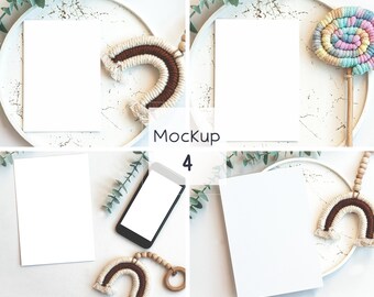 Mockup Baby Shower Einladungen Bundle, Einladung Mockup Bundle, Modernes Boho Gender Neutral Card Mockup, Karten Mockup Bundle, Bundle Mockup