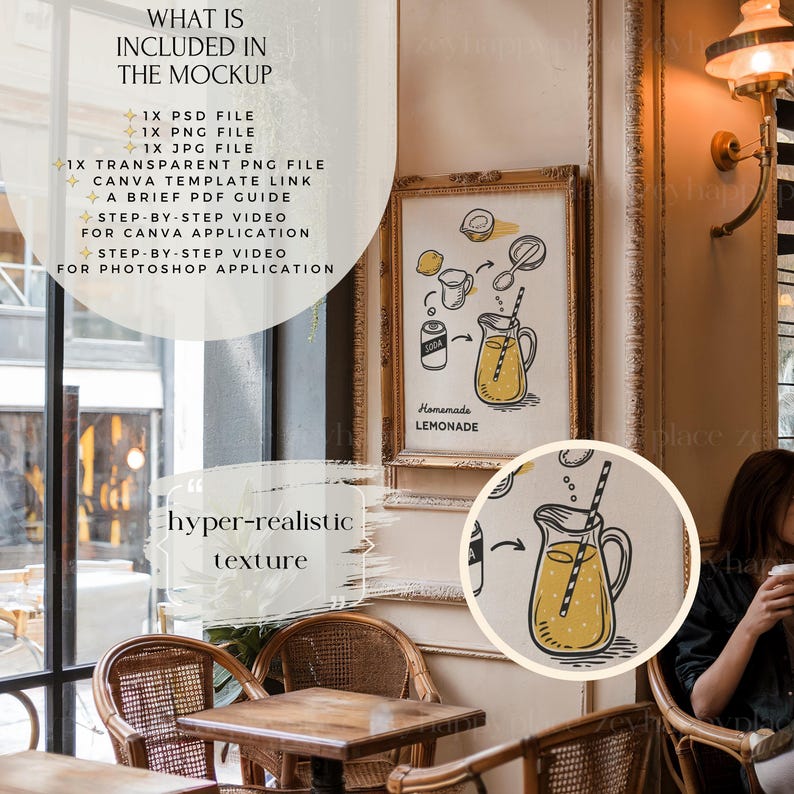 K&ouml;nnte beinhalten: Eine gerahmte Illustration eines Rezepts f&uuml;r hausgemachte Limonade mit gelbem Hintergrund und schwarzen Umrissen. Die Illustration zeigt einen Krug mit Limonade, Zitronen, Zucker und ein Glas Wasser. Der Text "Homemade Lemonade" ist in schwarzen Buchstaben am unteren Rand der Illustration geschrieben.