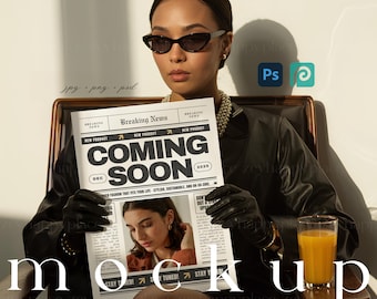 Folded Newspaper Mockup Business Large Newspaper Mockup Fashion Newspaper Template Bachelorette Newspaper Magazine Newspaper Mockup PSD
