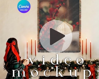 Videomodell av vävd julfilt, Gooten-filt, videomodell, tryckt julfilt, videomodell av canvas-gobeläng, MP4-modell