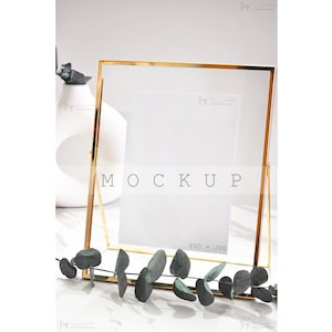 Frame Mockup, 5x7&quot; Frame Mockup, Gold Frame Mockup, Sign Mockup, Table Number Mockup, Wedding Sign Mockup, Modern Neutral Boho Mockup