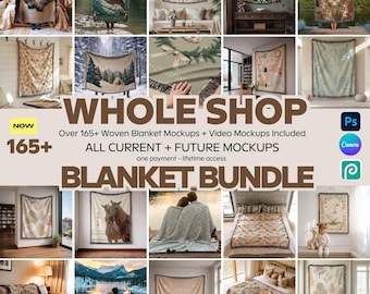 Más de 165 maquetas de mantas tejidas para toda la tienda. Maqueta de manta tejida con flecos de jacquard completa. Canva PSD Photopea. Actualizado regularmente.