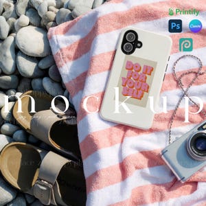 iPhone 16 Case Mockup Summer-Themed Phone Cover Mockup Editable Tough iPhone Cases Mockup Canva Printfy Phonecase Cozy Phone Casing PSD
